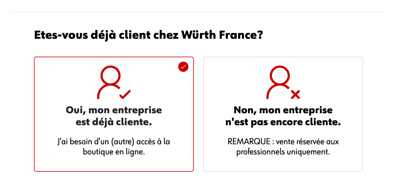 L’aiguillage du parcours : entreprise déjà cliente, ou pas encore